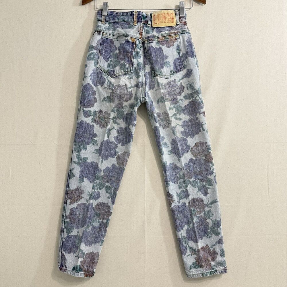 Vintage Floral Bongo Jeans 80s-90s RARE Juniors Size 14  Made In USA Waist 24”